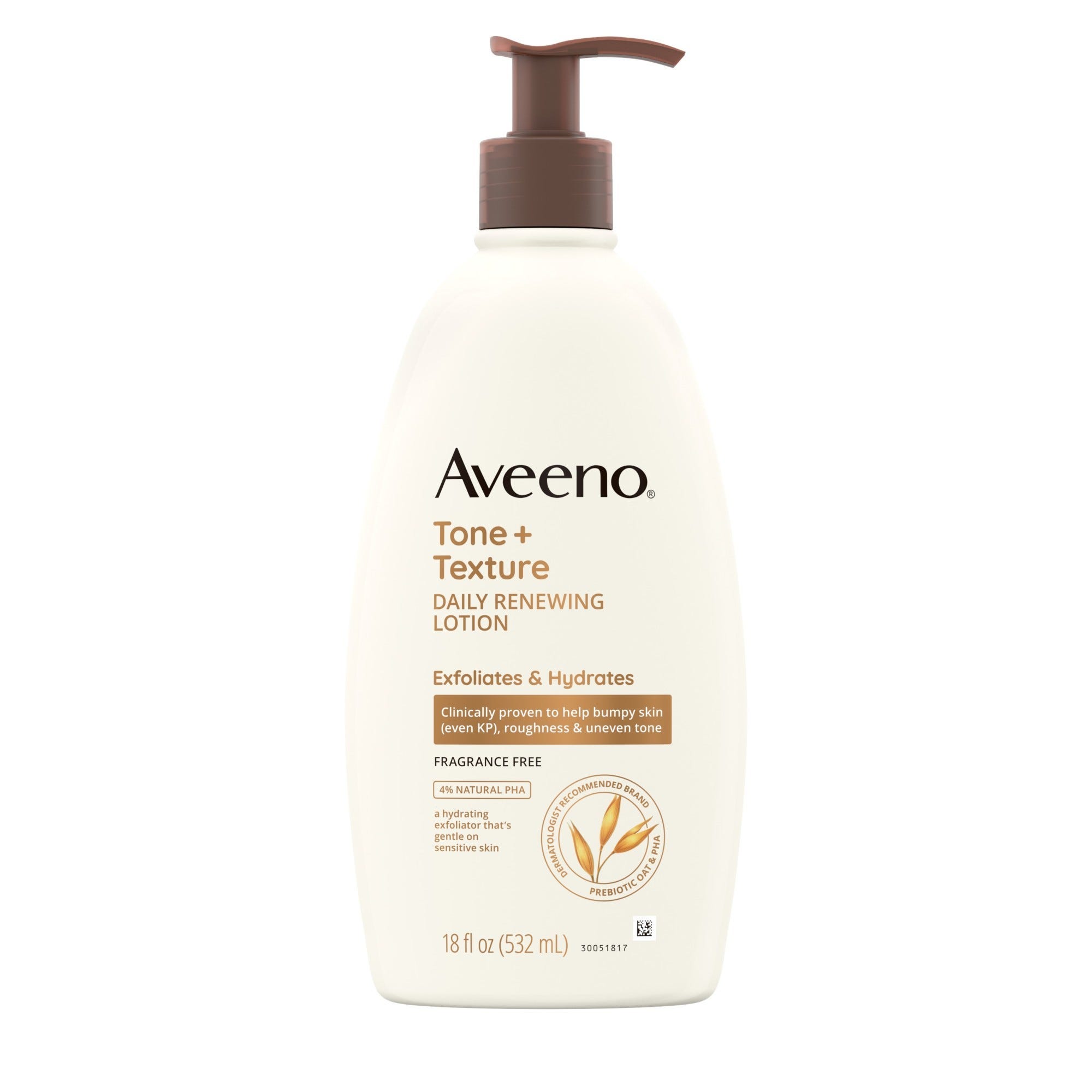 Aveeno Tone + Texture Daily Renewing Body Lotion, Fragrance-Free, 18 Oz - Bellso